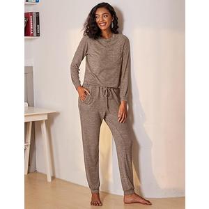 Ekouaer Womens Pajamas Set Long Sleeve Loungewear Soft Lounge Set Joggers with Pockets, S