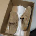 Kids Suede Clogs Boys Girls Sandals Cork Footbed Toddler Slip-on Slippers Indoor Outdoor Cute Sandals Classic Adjustable Buckle (3.5 Big Kid, Brown)