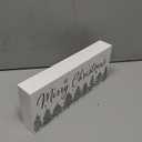 Merry Christmas Decor with Timer LED Lighted Shiny Christmas Tree Decorations Farmhouse Winter Wooden Tabletop Vintage Rustic Sign for Home Table House Kitchen