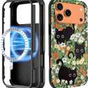 for iPhone 17 Pro Max Case - Compatible with MagSafe Women Girls Cute Magnetic Protective Phone Cover Black Cat Flowers Heavy Duty Shockproof Funda for iPhone 17 Pro Max Case