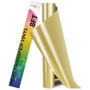 HTVRONT HTV Heat Transfer Vinyl Roll- 12" x 8ft Gold HTV Vinyl for Shirts, Gold Iron on Vinyl for All Cutting Machine - Easy to Cut & Weed for Heat Transfer Design