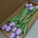 Purple Faux Tulips Real Touch (20 Pcs) - 13.5 Inch Premium PU Artificial Flowers for Valentine's Day, Spring & Easter Home Decor, Wedding Bouquet