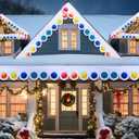3 Pcs Christmas Outdoor Gingerbread House Decorations Christmas Gingerbread Roof Porch Door Window Banner for Xmas Winter Holiday Party House Decor