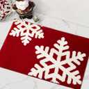 Christmas Bathroom Decor Red Bathroom Rugs Cute Bath Mat Non-Slip White Snow Christmas Home Decorations Microfiber Absorbent Shower Rug for Bathtub, 20x32