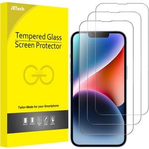 JETech Full Coverage Screen Protector for iPhone 16e 2025, iPhone 14 6.1-Inch, 9H Tempered Glass Film Case-Friendly, HD Clear, 3-Pack