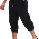 MAGNIVIT Men's 3/4 Jogger Capri Pants Workout Gym Below Knee Shorts Zipper Pockets Jogger Sweatpant Capris for Men (Black, 30)