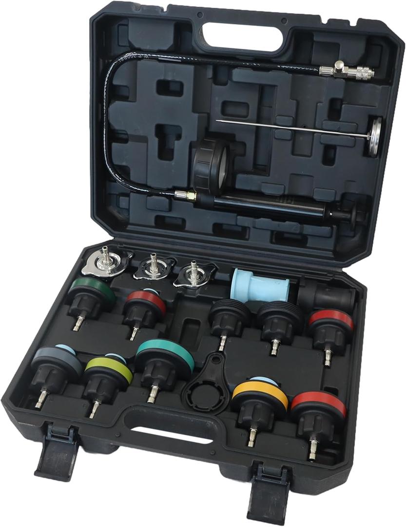 Coolant Pressure Tester Kit, Universal Radiator Pressure Test Pump with Adapters, Cooling System Leak Detector for Car Truck SUV, Fit for BMW Ford Toyota Honda VW Audi