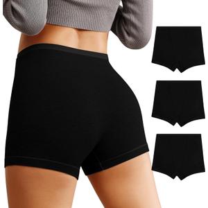 K-CHEONY Women's Boyshort Underwear High Waisted Ladies Panties Breathable Soft Postpartum Full Coverage Boxer Briefs 3Pack (Large)