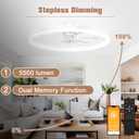 VOLISUN Low Profile Ceiling Fans with Light and Remote,23.6in Modern Bladeless Ceiling Fan with Lights,3000K-6500K Dimmable Flush Mount LED Fan Light,White Fandelier Ceiling Fans for Bedroom