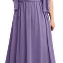 Plus Size Elegant Formal Chiffon Dress A Line Maxi Bridesmaid Mother of The Bride Gala Evening Wedding Guest Prom Gown (Purple, XXXL)
