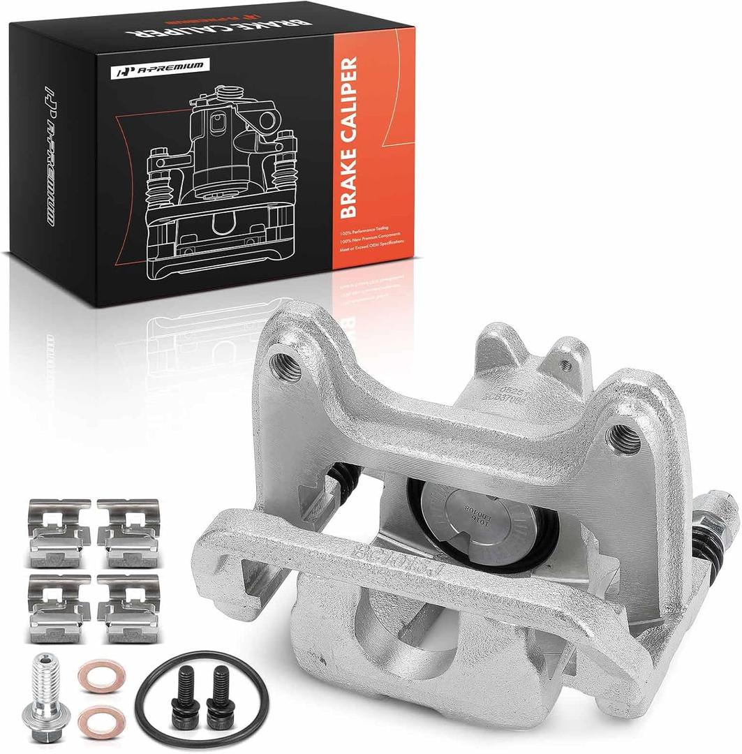 A-Premium Disc Brake Caliper Assembly with Bracket Compatible with Chevrolet, GMC Vehicles - Silverado 1500 LTD, Colorado, Sierra 1500, Canyon, Hummer EV Pickup - Rear Right Passenger Side
