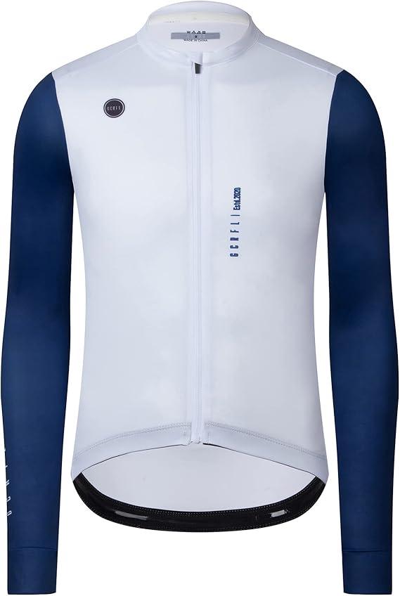 GCRFL Men's Cycling Jersey Long Sleeves Road Bike Jersey Shirt Cycling Tops, Zipper Pocket Lightweight PRO Race Fit UPF 50+ SIZE L
