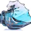 Sea Glass Art Figurines Hand Blown Conch Shell Sculpture, Green Glass Decor Creative Seashell Statue - for Coastal Room Knick Knacks, Home Kitchen Decorations Above Cabinets (Teal)