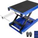Motorcycle Lift, 1100 Lbs Capacity Motorcycle Scissor Jack with Upgraded Anti-Slip Bottom and Thickened Rubber Wide Deck,Steel Motor Bike Hoist Stand with Crank for ATV, Cruiser Bikes, Dirt Bikes (Blue)