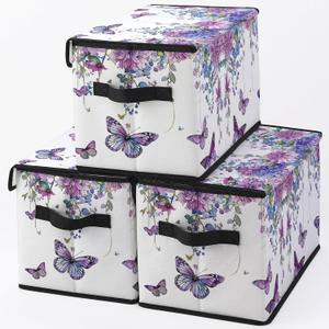 Stackable Clothes Storage Bins with Lids,Closet Organizers Fabric Box for Home and Office,Blanket Clothes Organizers,Under Bed Storage Containers 3 Pack.