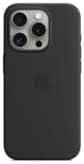 Apple iPhone 15 Pro Silicone Case with MagSafe: Lightweight Phone Case, Wireless Charging Compatible, Smooth Matte Finish; Black