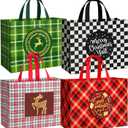 habgp 8 Pack Extra Large Christmas Gift Bags, Reusable Tote Bags with Handle 16.9 x 12.6 x 6.7", Non-Woven Christmas Gift Bags for Wrapping Shopping Gifts Holiday Xmas Party Gifts Favors