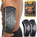 Elbow Compression Sleeve, Tennis Elbow Brace for Women, Men - Pain Relief, Golfers Elbow, Tendonitis, Arthritis, Bursitis, Weightlifting - 1 Pair, Breathable, Machine Washable (Large)