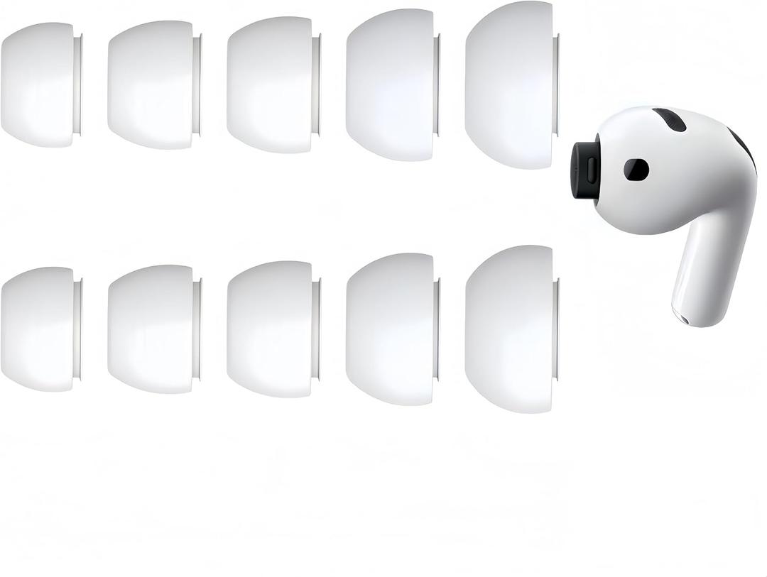 Replacement Ear Tips for AirPods Pro 3 Earbuds, 5 Pairs Silicone Earbud Tips, Secure Fit Comfort Seal Ear Tips for AirPods Pro 3rd, Compatible with AirPods Pro 3 Generation Charging Case(XXS,XS,S,M,L) (white)
