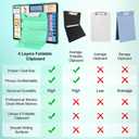 Foldable Nursing Clipboard 4 Layer, Aluminum Medical Clipboard with Cheat Sheet, Privacy Nurse Clipboard for Hospital, Clinic, Nursing Student (Mint)