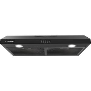 COSMO COS-5U30-BK 30 in. Delta Collection Ducted Under Cabinet Range Hood, Button Controls, Reusable Filters, LED Lights in Matte Black