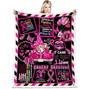 Soft Healing Blanket - Breast Cancer Gift, Get Well Soon Pink Throw Blanket - Sympathy Gifts for Women and Survivors (50"x 60", G507)