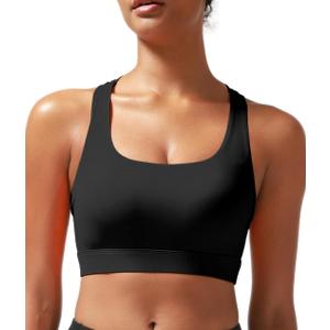 RUNNING GIRL High Impact Sports Bras for Women - Scoop Neck Strappy Sports Bra High Support Moulded Cup Workout Bra, L