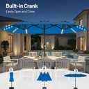AreShark 13 FT Patio Umbrella with Solar Lights, Double-Sided Outdoor Table Umbrellas with Crank, Large Rectangular Market Umbrella for Porch, Lawn, Pool, Backyard, Royal Blue