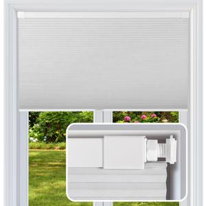 Cordless Cellular Shades, No Drill No Tools Honeycomb Window Blinds, Blackout Light Blocking Cellular Shades for Window, Thermal Insulation Blinds, Easy to Install, White 36" W x 48" H