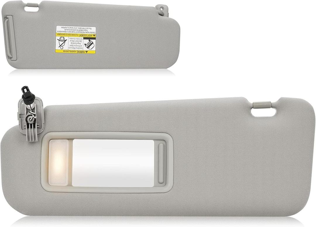 Sun Visor with Vanity Light for 2010-2015 Mazda CX-9, Left Driver Side Gray Sunvisor Replacement TDY1-69-320 (Grey)
