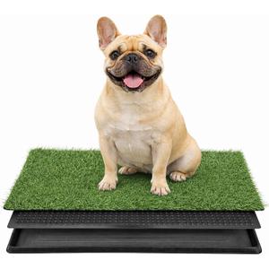 Artificial Grass Dog Potty with Tray,16" x 20" Reusable Puppy Training Pad,3-Layer Drainage Dog Grass Pee Pad for Small Dogs & Puppies, Easy-Clean Indoor Outdoor Pet Toilet