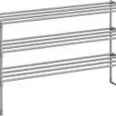 SONGMICS Shoe Rack, 3-Tier Shoe Organizer, Metal Storage Shelf, Upright or Upside Down, for 16-20 Pairs, Stackable, for Entryway, 11.8 x 36.2 x 21.7 Inches, Gray ULSA303G01 (Grey)