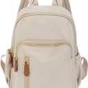 Mn&Sue Lightweight Nylon Backpack for Women Ladies Fashion Shoulder Bags Daypack Purse for Travel Work College Bags Waterproof (#1 Beige)