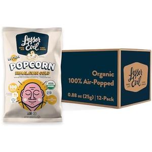 LesserEvil Himalayan Gold Salt Organic Popcorn, Premium Quality, Minimally Processed, No Vegetable Oil, 0.88 oz (Pack of 12) Exp. 11/23/2026