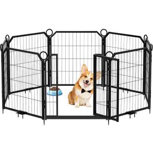 Dog Playpen Outdoor,8panel 17.83Ft(L) Dog Fence with Gate for Yard,Pet Exercise Pen for Rv Camping Garden for Puppy and Small Dogs(24inch)