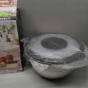 P&P CHEF Mixing Bowls with Lids Set of 3, Stainless Steel Mixing Bowl and Colander for Kitchen, 3 Grater Attachments & Non-Slip Bottoms, Visible & Airtight Lid, Black