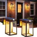 2 Pack Solar Porch Lights Outdoor with Motion Sensor, Dusk to Dawn Exterior Wall Lighting Fixtures Waterproof, LED Patio Lights Wall Sconce Outside Anti-Rust for Garage Frontdoor House, Brown