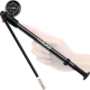 Hycline High Pressure Shock Pump with Gauge: 300 PSI Bicycle Pump for Front Fork & Rear Suspension - Mini Pump with Air Bleed for Road Mountain Bike Fits Schrader & Presta Valve (Black)