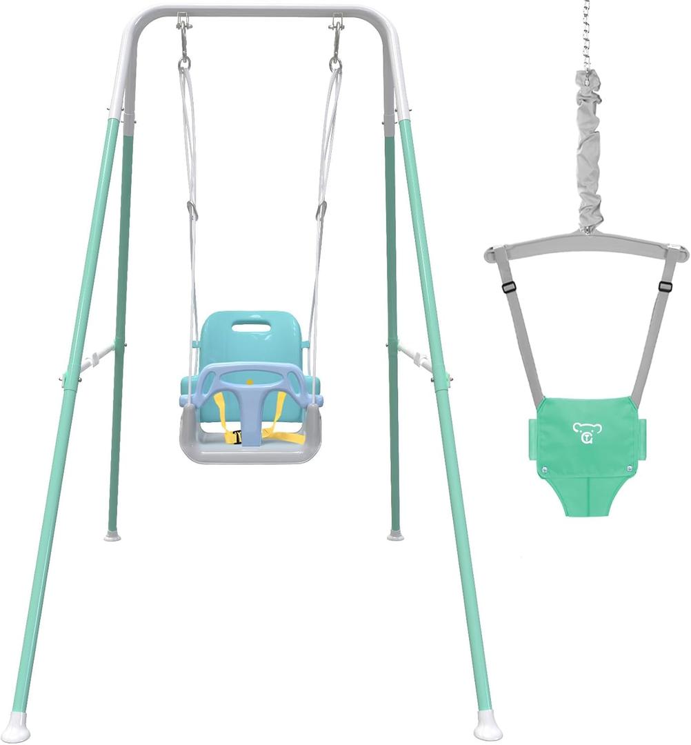 Taleco Gear 2 in 1 Toddler Swing & Baby Jumper, Foldable Baby Swing Outdoor & Indoor Use, Easily Installable and Storable (Blue)
