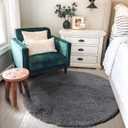 2 x 
Amdrebio Grey Fuzzy Round Circle Rug 4Ft for Bedroom Living Room Office