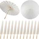 SAYAYA 12 Pieces 33 Inches Large White Paper Umbrellas Parasol Decorative Chinese Japanese Parasol Rainproof Oiled Paper DIY Painting Umbrellas for Wedding Bridal Showers Party Decor (12 PCS)