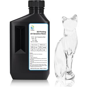YOUSU High Clear 3D Printer Resin, 1kg, Non-Yellowing High Precision, High Stability, Low Odor, Fast-Curing 405nm UV Resin for LCD/DLP/SLA 3D Printing (2.2lbs)