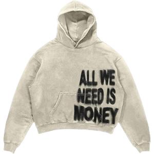 Unisex Y2K Colorful Sweatshirt Hip Hop Letter Print Oversize Hoodie Casual Baggy Harajuku Gothic Pullover Hoodie (Medium, Beige)