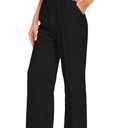 FUNYYZO Wide Leg Pants Women's High Elastic Waisted in The Back Business Work Trousers Long Straight Suit Pants, Black, M