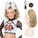 SEIKEA Cheer Ponytail Hair Piece, 14" Curly Cheerleader Hairpiece Ponytail Extension for Cheerleader Competition, Dance Blonde