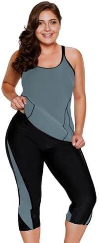 LALAGEN Womens Plus Size Swimsuits 2026 Modest Rash Guard Capris Tankini Bathing Suits Two Piece Bathing Suit Swimwear, 2XL