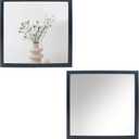 2 PCS Wooden Frame Square Decor Mirror, 12.6" x 12.6" Unbreakable Acrylic Decorative Mirror Wall Mounted, for Bathroom Entryway Bedroom Living Room Entryway Decorative
