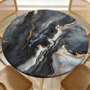 ARTSGOO Round Fitted Table Cover with Elastic Edge Design Table Cloth Waterproof Stain-Resistant Wipeable Outdoor Tablecloths Fits 54"-58" Round Tables for Camping, Picnic, Dining, Indoor