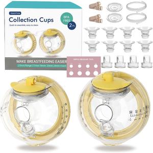 PumpMom-us Wearable Breast Pump Collection Cup Compatible with Spectra S1 S2 9 Plus and SG, Replace Pump Kits 27mm Flange and 17/19/21/24mm Insert Included