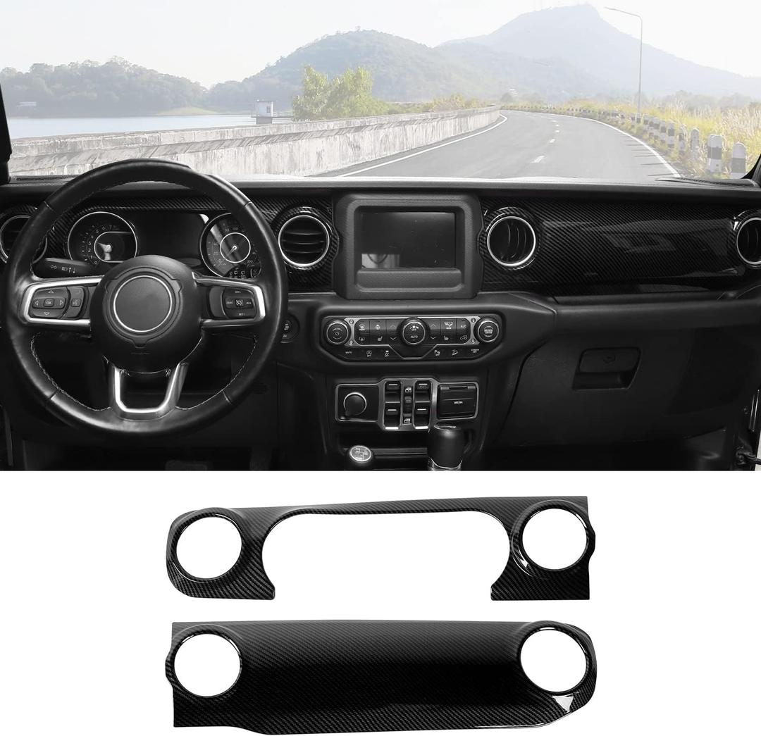 RT-TCZ Carbon Fiber Center Console Trim Cover Dashboard Control Panel Cover Decorative Interior Accessories for Jeep Wrangler JL JLU & Gladiator JT 2018-2023